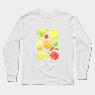 colorful citrus slices watercolor Long Sleeve T-Shirt